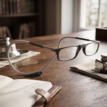 Magnetic Reading Glasses with Neck Loop and Split Bridge Design