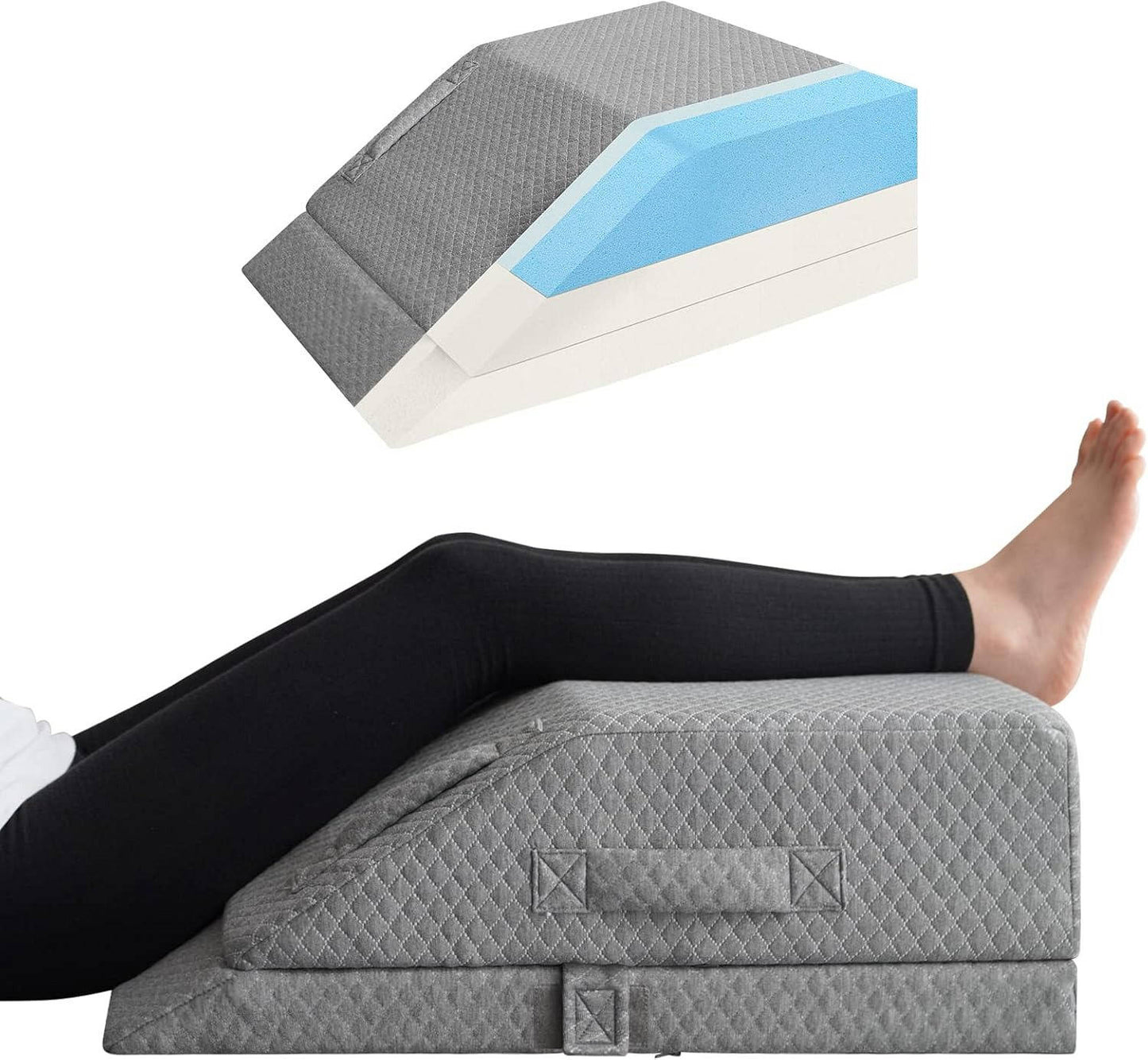 Adjustable Leg Elevation Pillow with Cooling Gel and Memory Foam Wedge