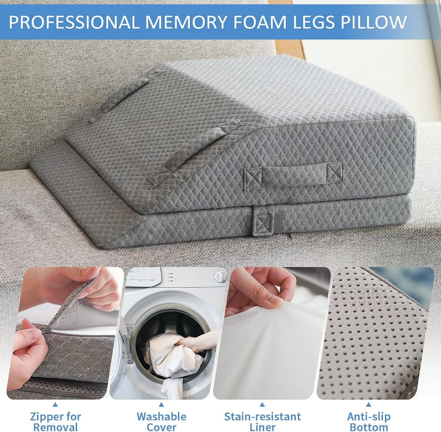 Adjustable Leg Elevation Pillow with Cooling Gel and Memory Foam Wedge