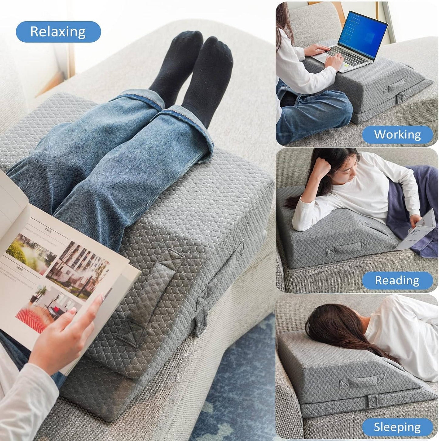 Adjustable Leg Elevation Pillow with Cooling Gel and Memory Foam Wedge