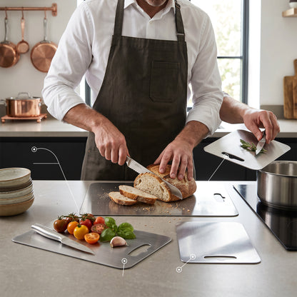Titanium Cutting Board with Antibacterial Surface and Rounded Safety Edges
