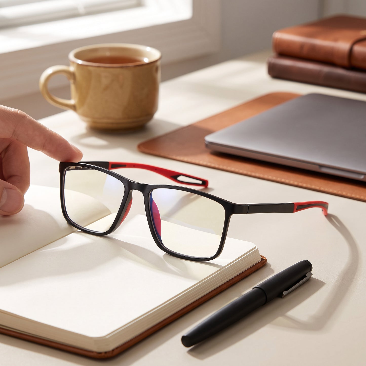 Progressive Reading Glasses with Blue Light Filter and Titanium Frame