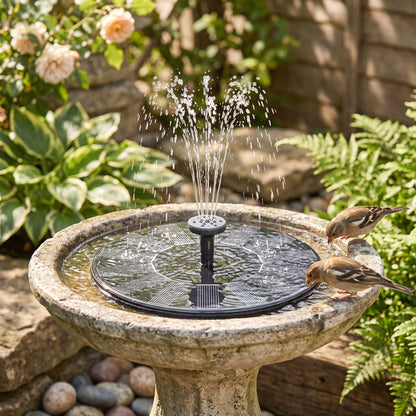 Floating Solar Fountain Pump with Multiple Spray Heads for Birdbaths and Ponds