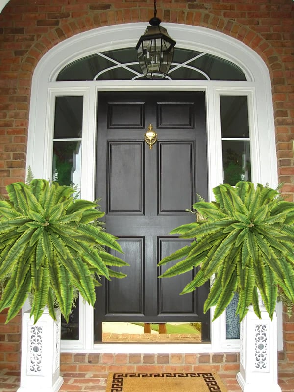 Artificial Boston Fern Set with UV Stabilized Polyethylene and Water Resistant Construction, 18 Pack