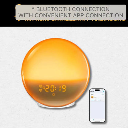 Sunrise Alarm Clock with Sunset Simulation, Bluetooth, App Control, FM Radio & USB Port