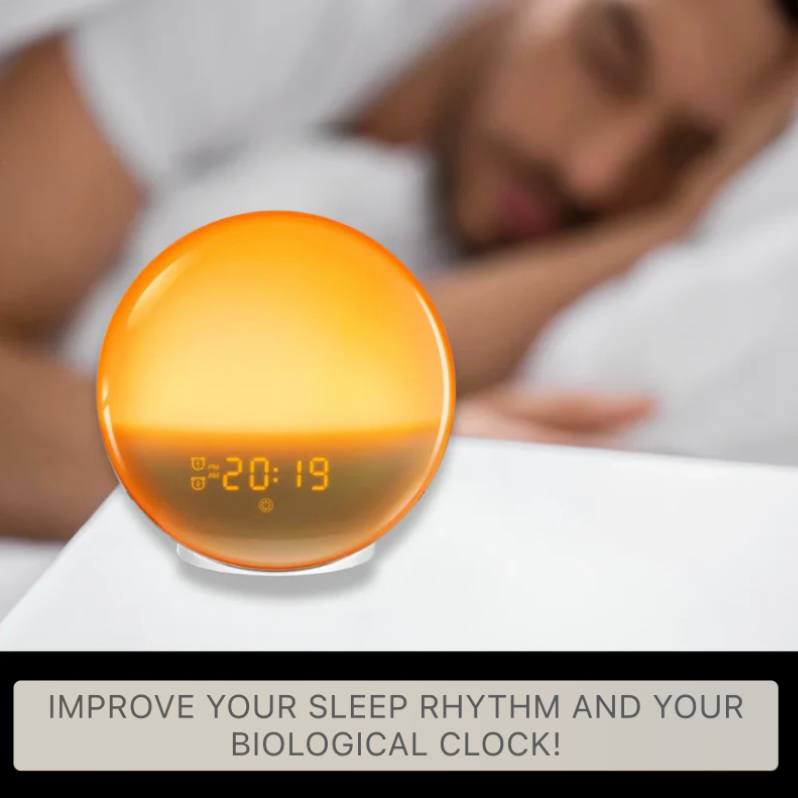 Sunrise Alarm Clock with Sunset Simulation, Bluetooth, App Control, FM Radio & USB Port