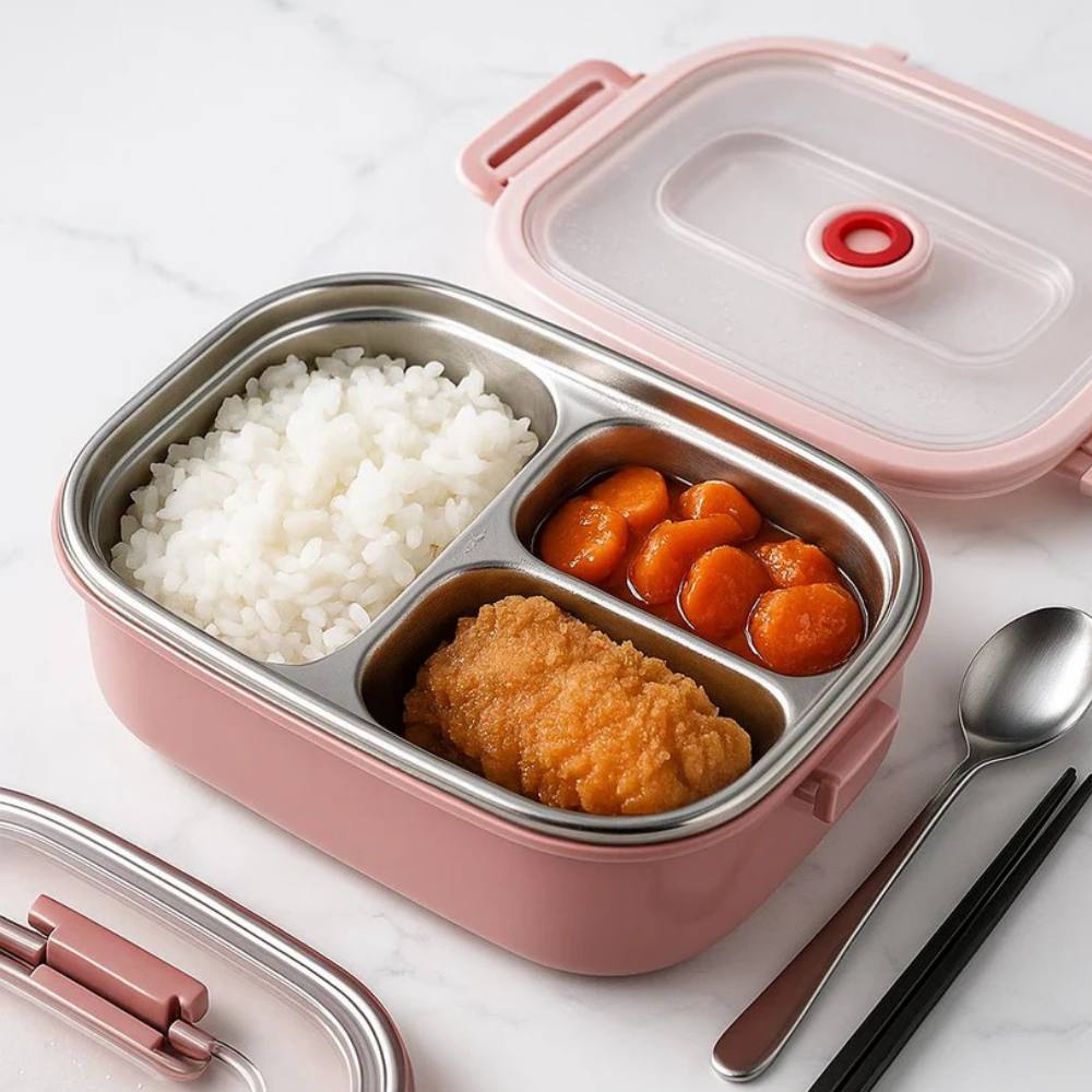 Thermal Lunch Box with Stainless Steel Insert, Leakproof & Multi Compartment Design