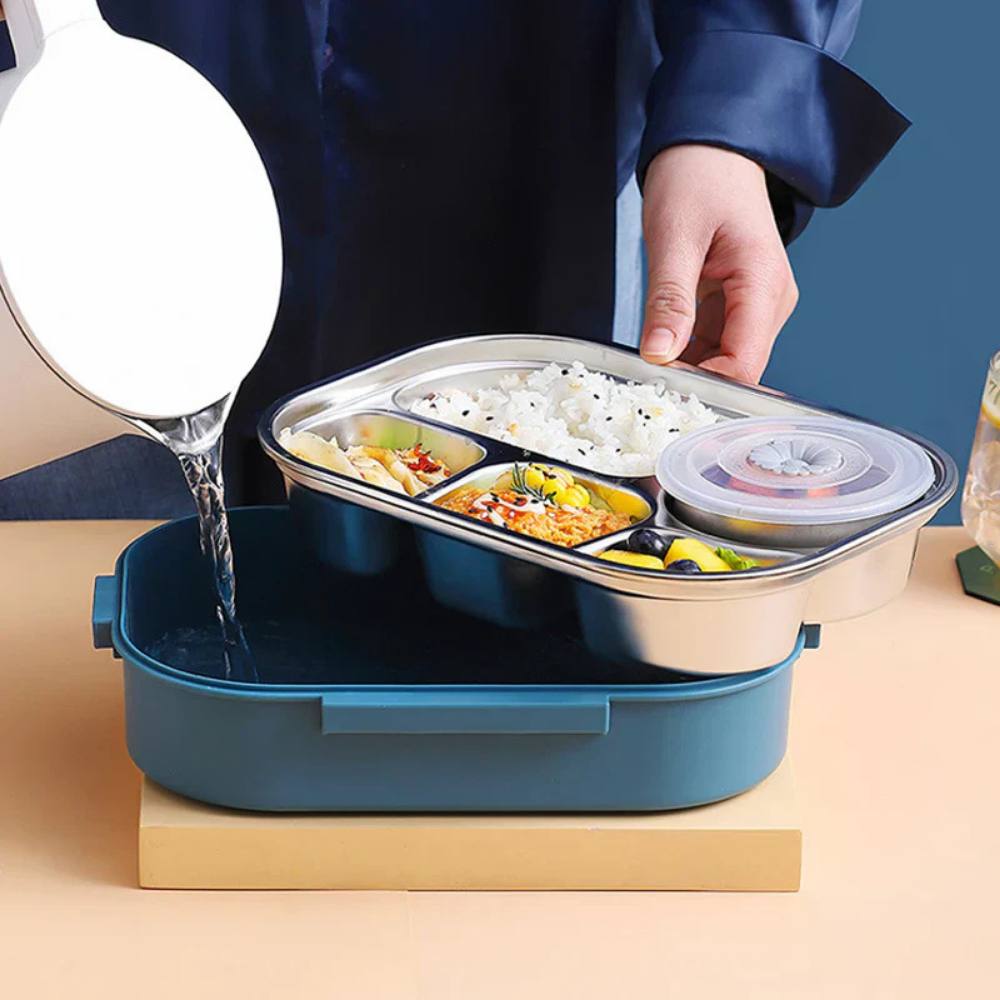 Thermal Lunch Box with Stainless Steel Insert, Leakproof & Multi Compartment Design