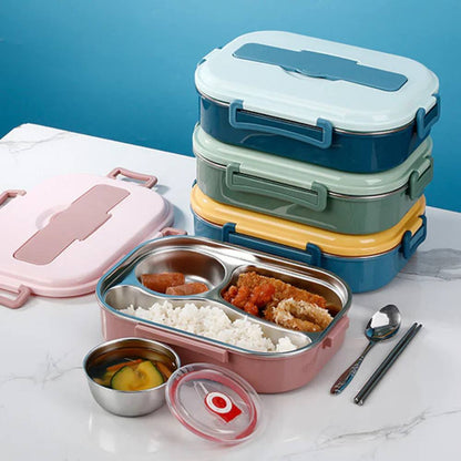 Thermal Lunch Box with Stainless Steel Insert, Leakproof & Multi Compartment Design