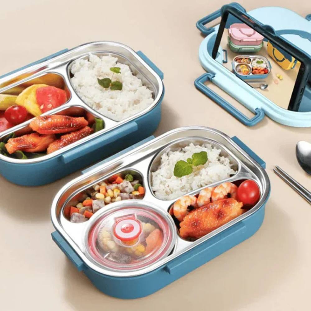 Thermal Lunch Box with Stainless Steel Insert, Leakproof & Multi Compartment Design