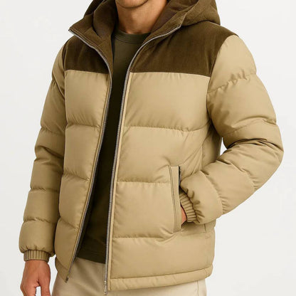 Men's Lightweight Puffer Jacket with Hood for Winter
