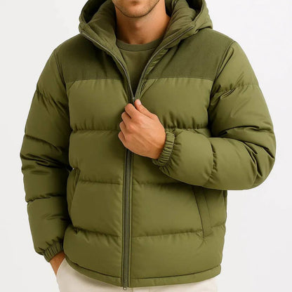 Men's Lightweight Puffer Jacket with Hood for Winter