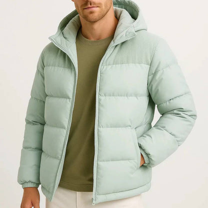 Men's Lightweight Puffer Jacket with Hood for Winter