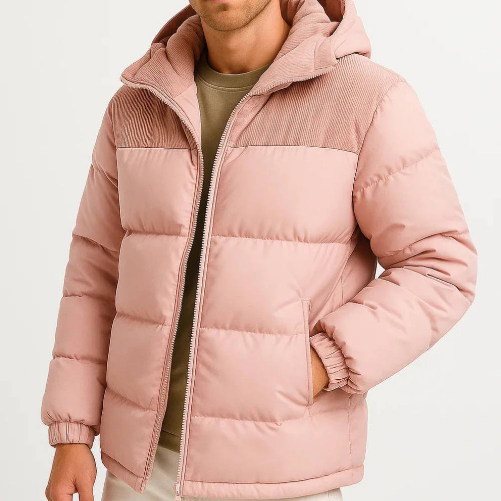 Men's Lightweight Puffer Jacket with Hood for Winter