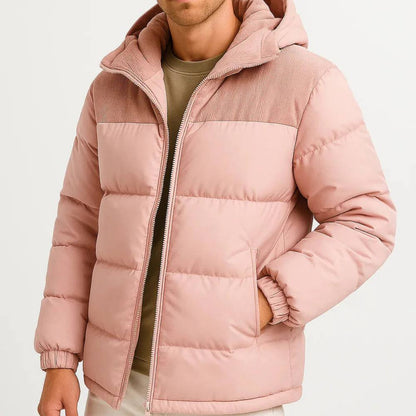 Men's Lightweight Puffer Jacket with Hood for Winter