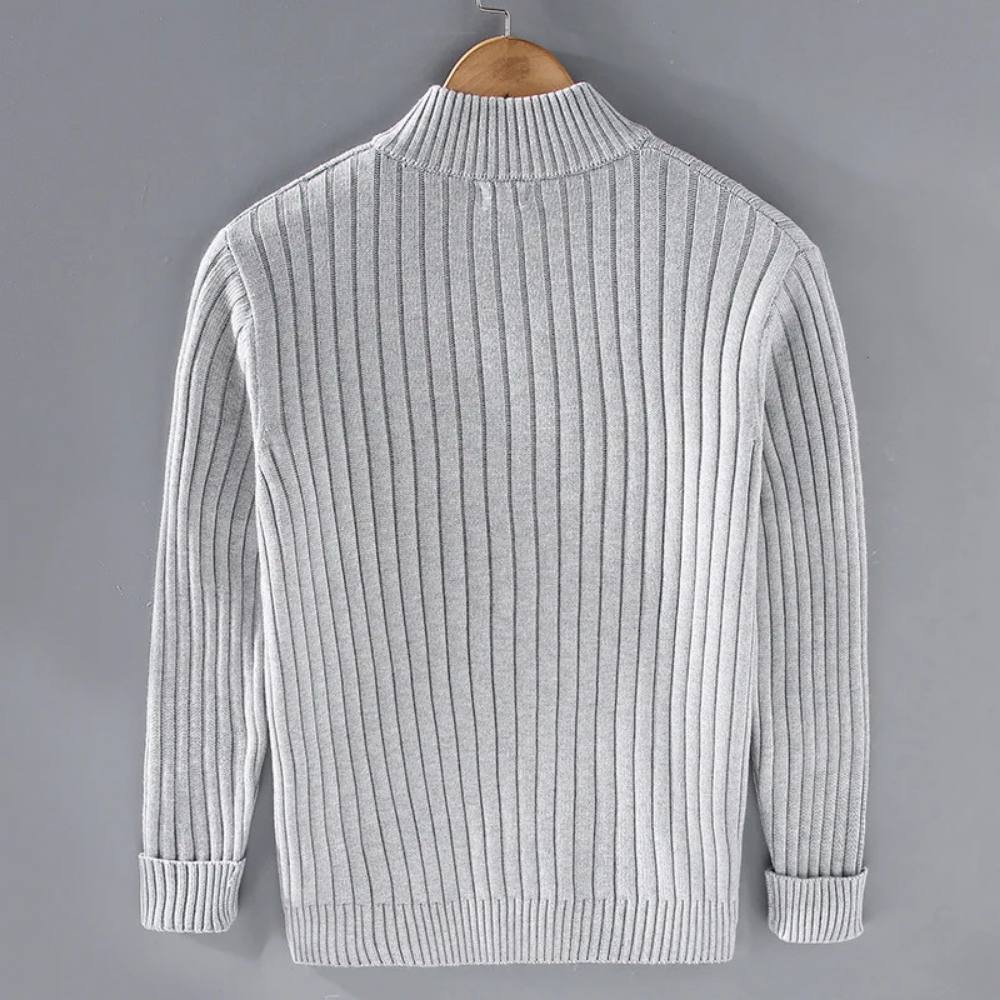 Men's Zip Cardigan, Modern Knitted Sweater with Refined Fit