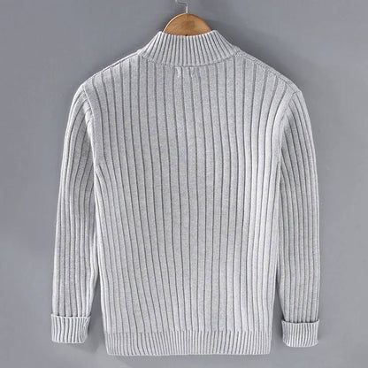 Men's Zip Cardigan, Modern Knitted Sweater with Refined Fit