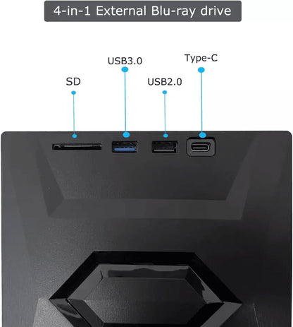 External CD/DVD Drive with SD Card and USB Hub for Laptop and PC