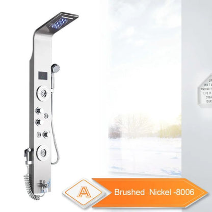 Shower Panel Tower with LCD Display, Rainfall Waterfall and Massage Jets, 6 Mode Settings