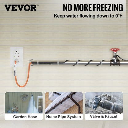 Self-Regulating Pipe Heating Cable with Freeze Prevention Wrap for Water Lines