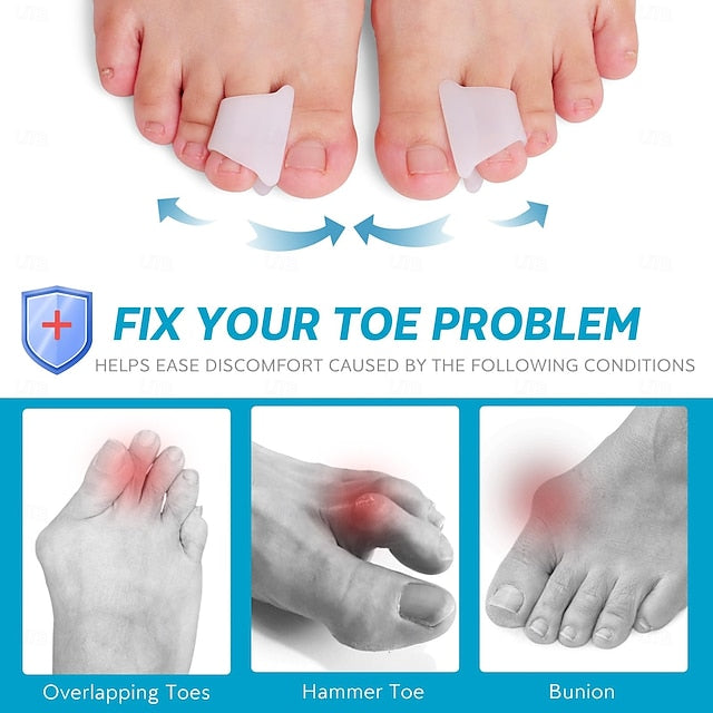 6 Pack Toe Spacers and Separators for Bunion, Curled and Overlapping Toe Alignment for Men and Women