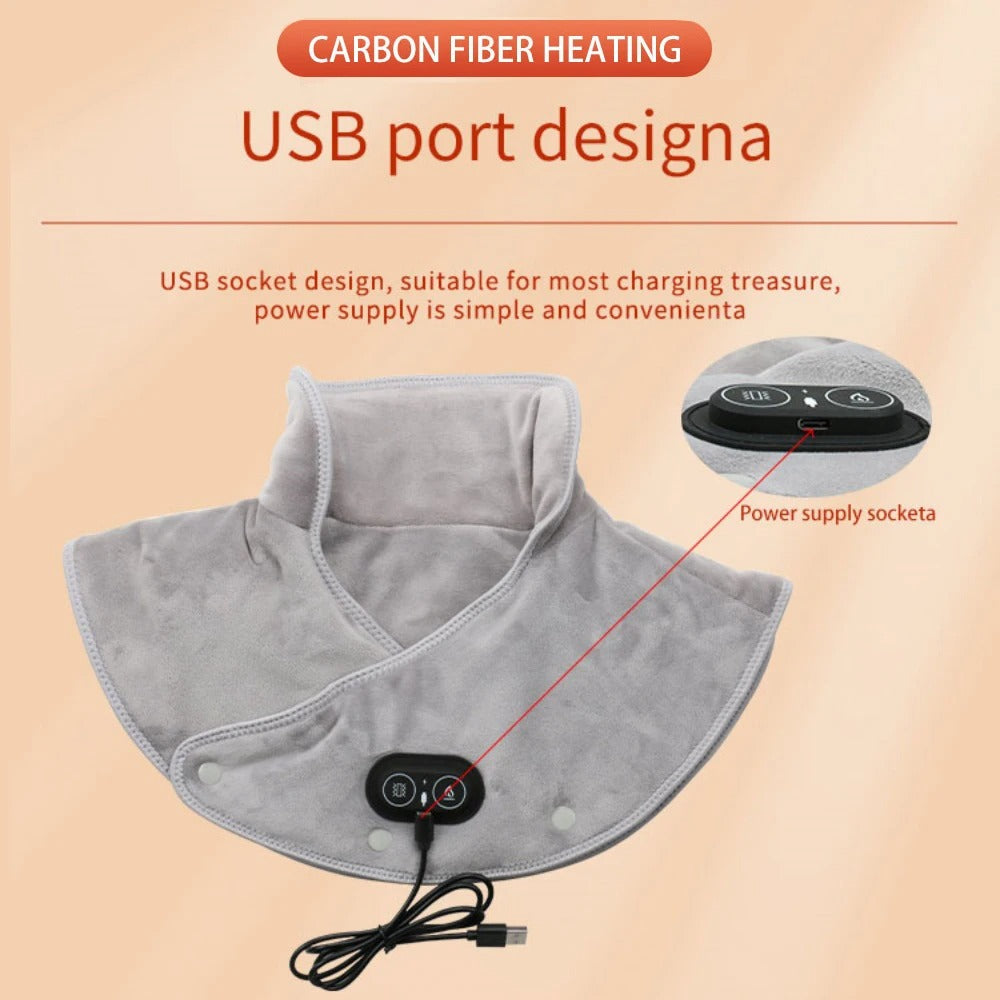Electric USB Heated Wrap for Neck and Shoulder Pain Relief with 3 Temperature Levels