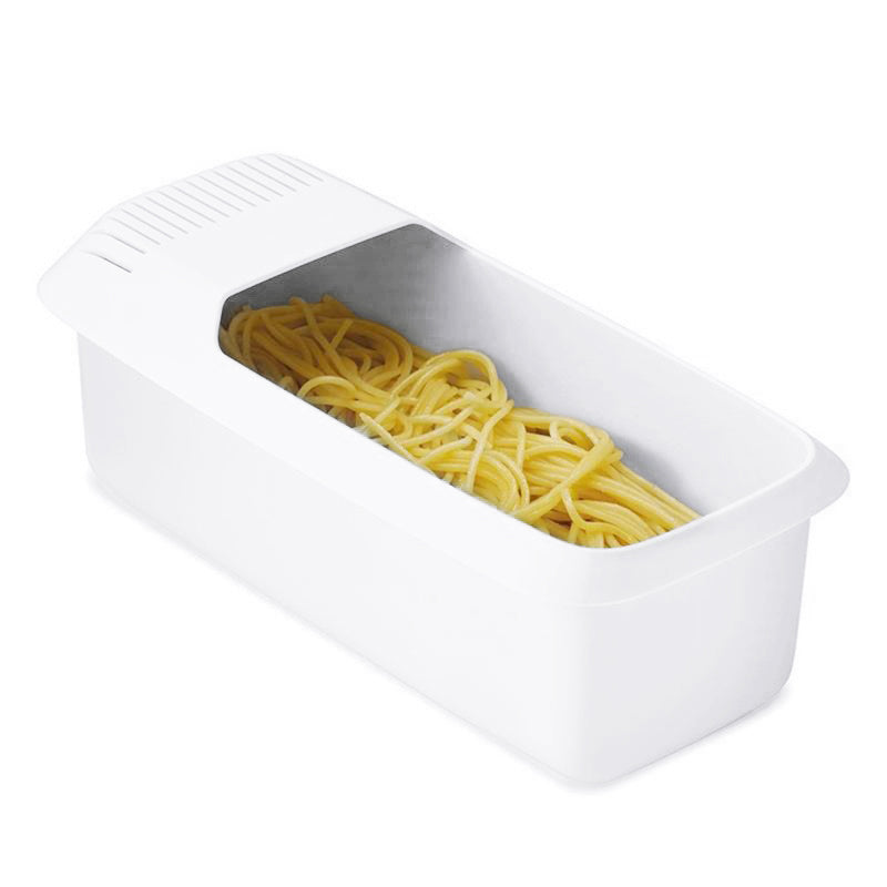 All-in-One Microwave Pasta Cooker with Built-In Strainer for Vegetables and Spaghetti