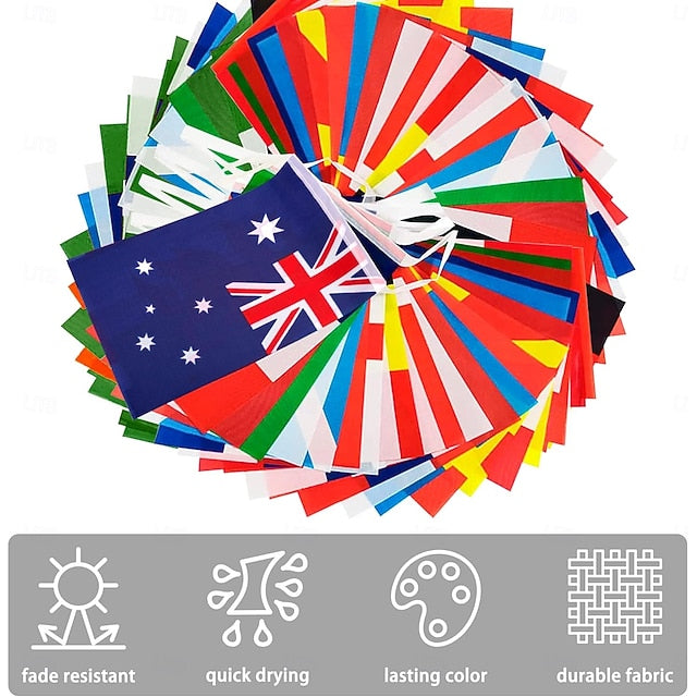 200 Nations International String Flag Banner for Global Sports Events and Classroom Decoration