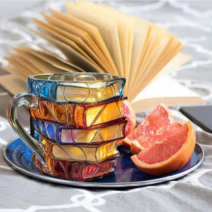 Book Spine Shaped Glass Mug for Literary Enthusiasts and Readers