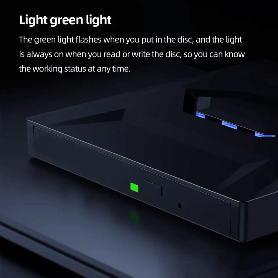 External CD/DVD Drive with SD Card and USB Hub for Laptop and PC
