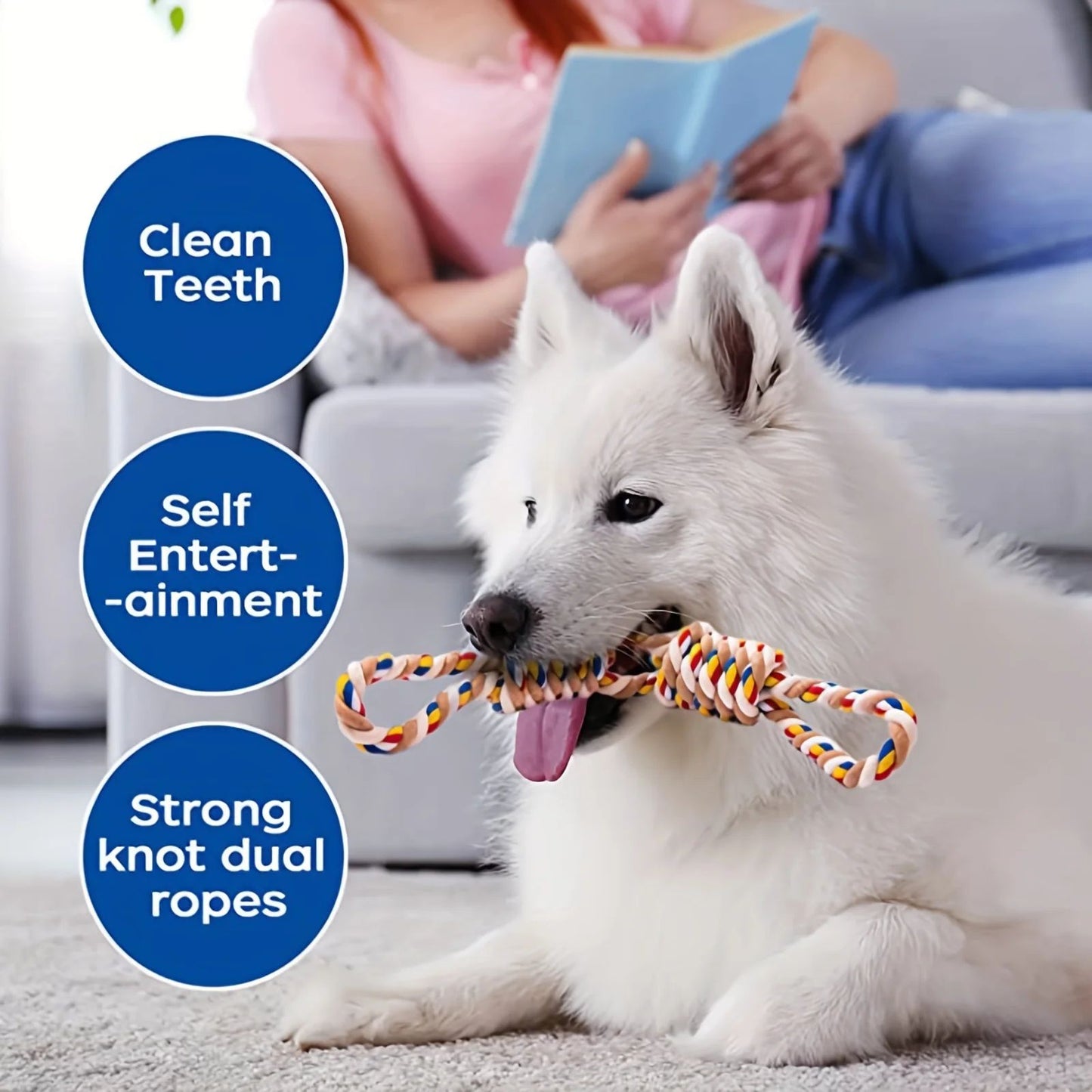 Heavy Duty Braided Rope Chew Toy for Medium and Large Dogs