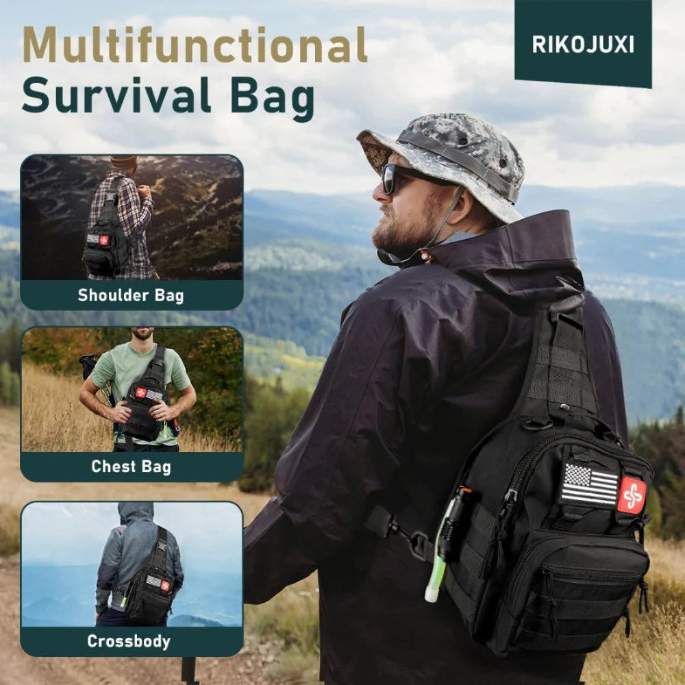 262 Piece Emergency Survival Gear Set with First Aid Kit and Camping Bag
